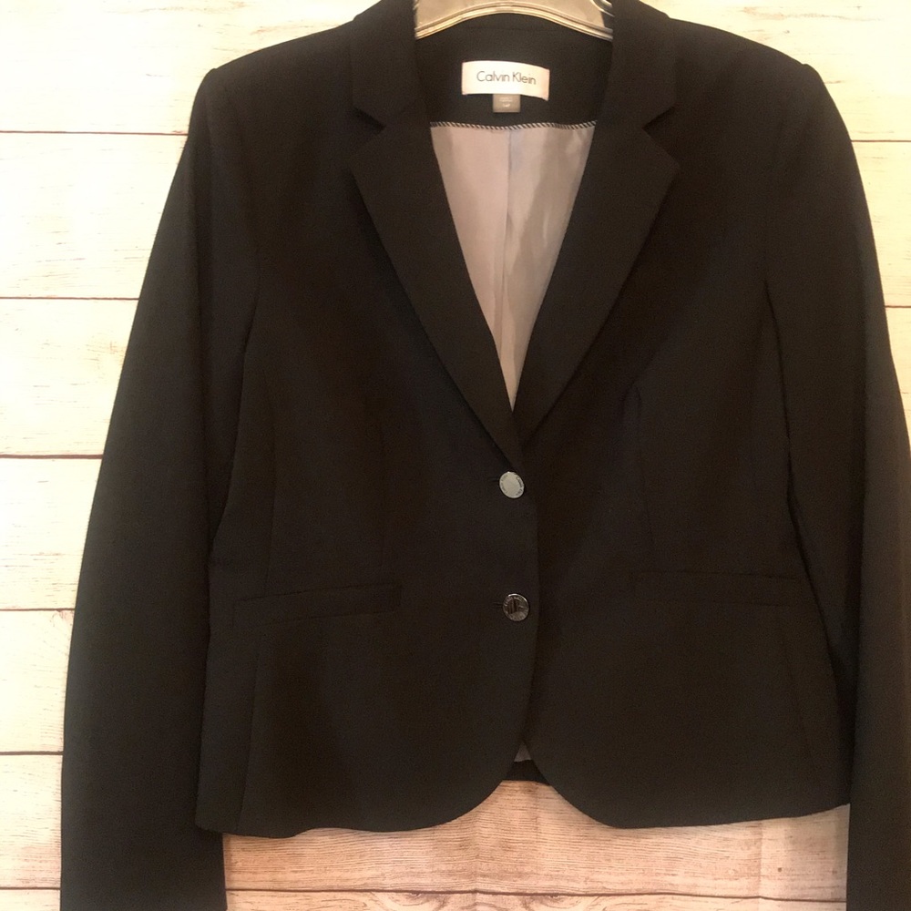 Calvin Klein Blazer Black Stretch Blazer 14P EUC